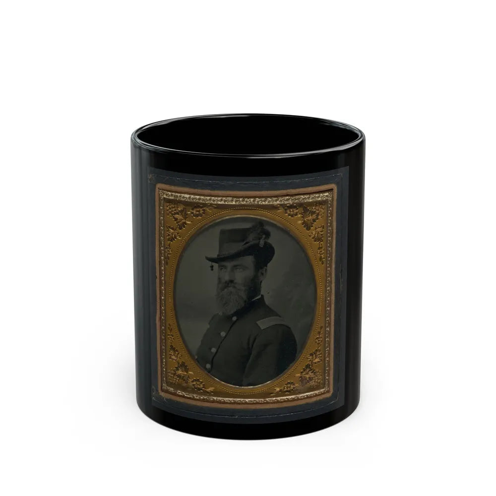 Unidentified Soldier In Union Second Lieutenant's Uniform And Hat With Plume (U.S. Civil War) Black Coffee Mug-11oz-Go Mug Yourself