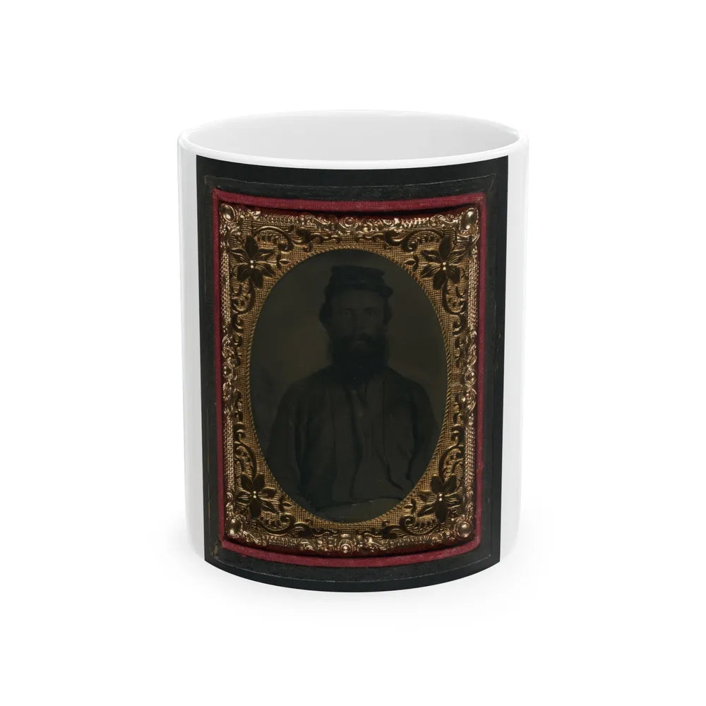 Unidentified Soldier In Union Uniform And Forage Cap 001(2) (U.S. Civil War) White Coffee Mug-11oz-Go Mug Yourself