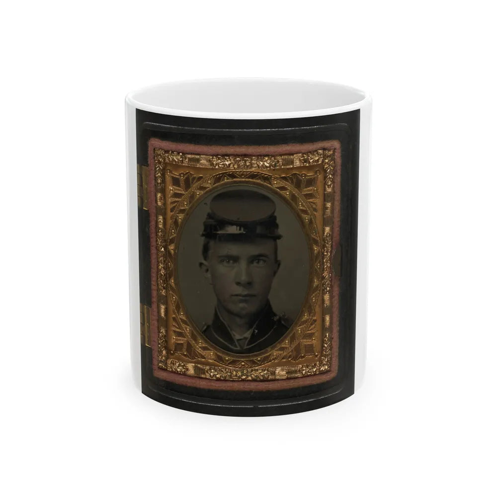Unidentified Soldier In Union Uniform And Forage Cap 001(3) (U.S. Civil War) White Coffee Mug-11oz-Go Mug Yourself
