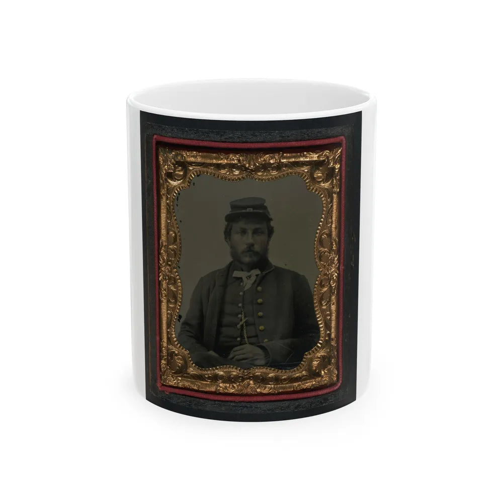 Unidentified Soldier In Union Uniform And Forage Cap 002(2) (U.S. Civil War) White Coffee Mug-11oz-Go Mug Yourself
