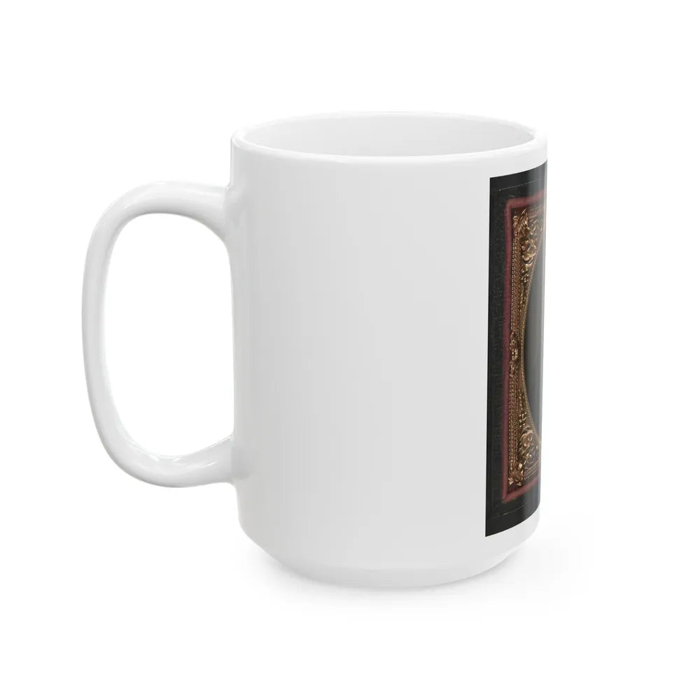 Unidentified Soldier In Union Uniform And Forage Cap Holding 1818 Nathan Starr Contract Cavalry Saber (U.S. Civil War) White Coffee Mug-Go Mug Yourself