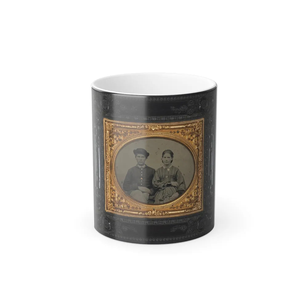 Unidentified Soldier in Union Uniform and Hat and Unidentified Woman in Patterned Dress (U.S. Civil War) Color Changing Coffee Mug 11oz-11oz-Go Mug Yourself
