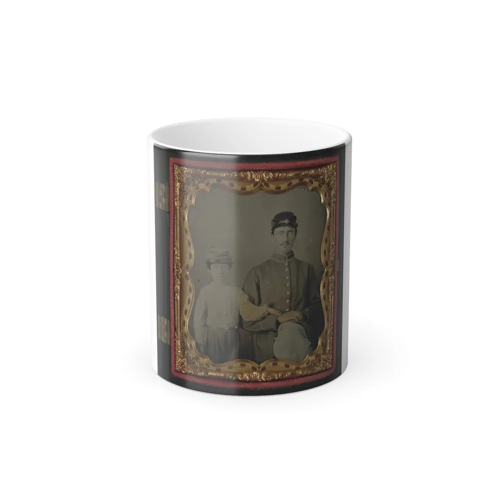 Unidentified Soldier in Union Uniform and Kepi With Unidentified Young Boy, Probably Father and Son (U.S. Civil War) Color Changing Coffee Mug 11oz-11oz-Go Mug Yourself