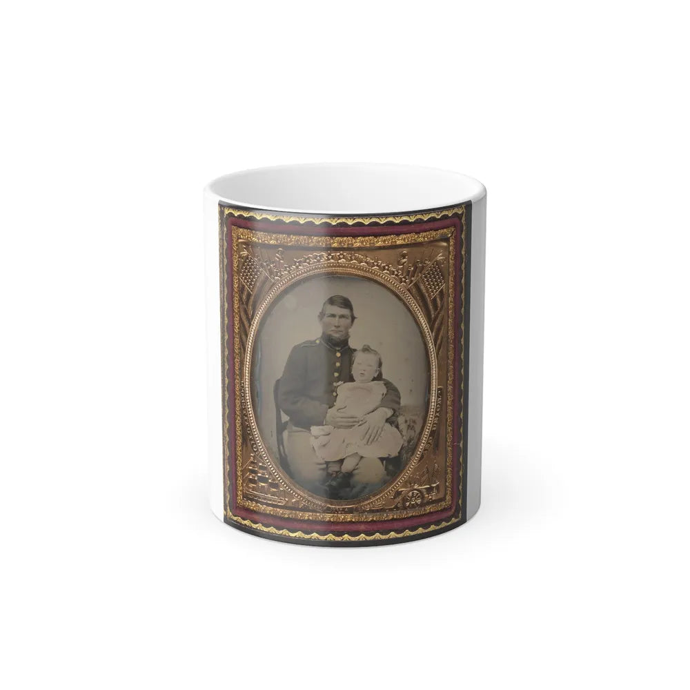 Unidentified Soldier in Union Uniform Holding a Young Child in His Lap (U.S. Civil War) Color Changing Coffee Mug 11oz-11oz-Go Mug Yourself
