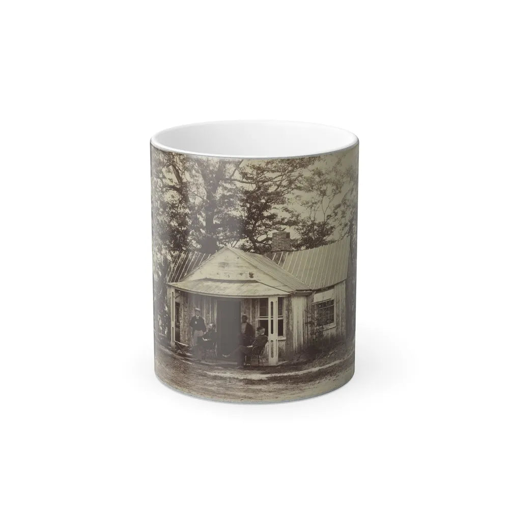 Union Army Soldiers Seated on a Porch With Three Other Men (U.S. Civil War) Color Changing Coffee Mug 11oz-11oz-Go Mug Yourself
