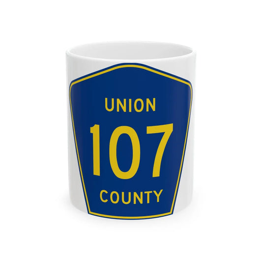 Union County Route 107 MS (Mississippi) (Road Sign) White Coffee Mug 11oz - Go Mug Yourself