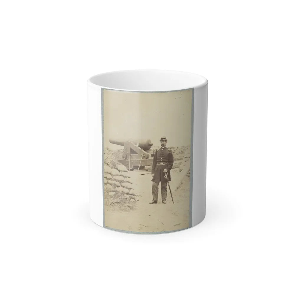Union Officer Standing in an Unidentified Fort in Front of a Cannon (U.S. Civil War) Color Changing Coffee Mug 11oz-11oz-Go Mug Yourself