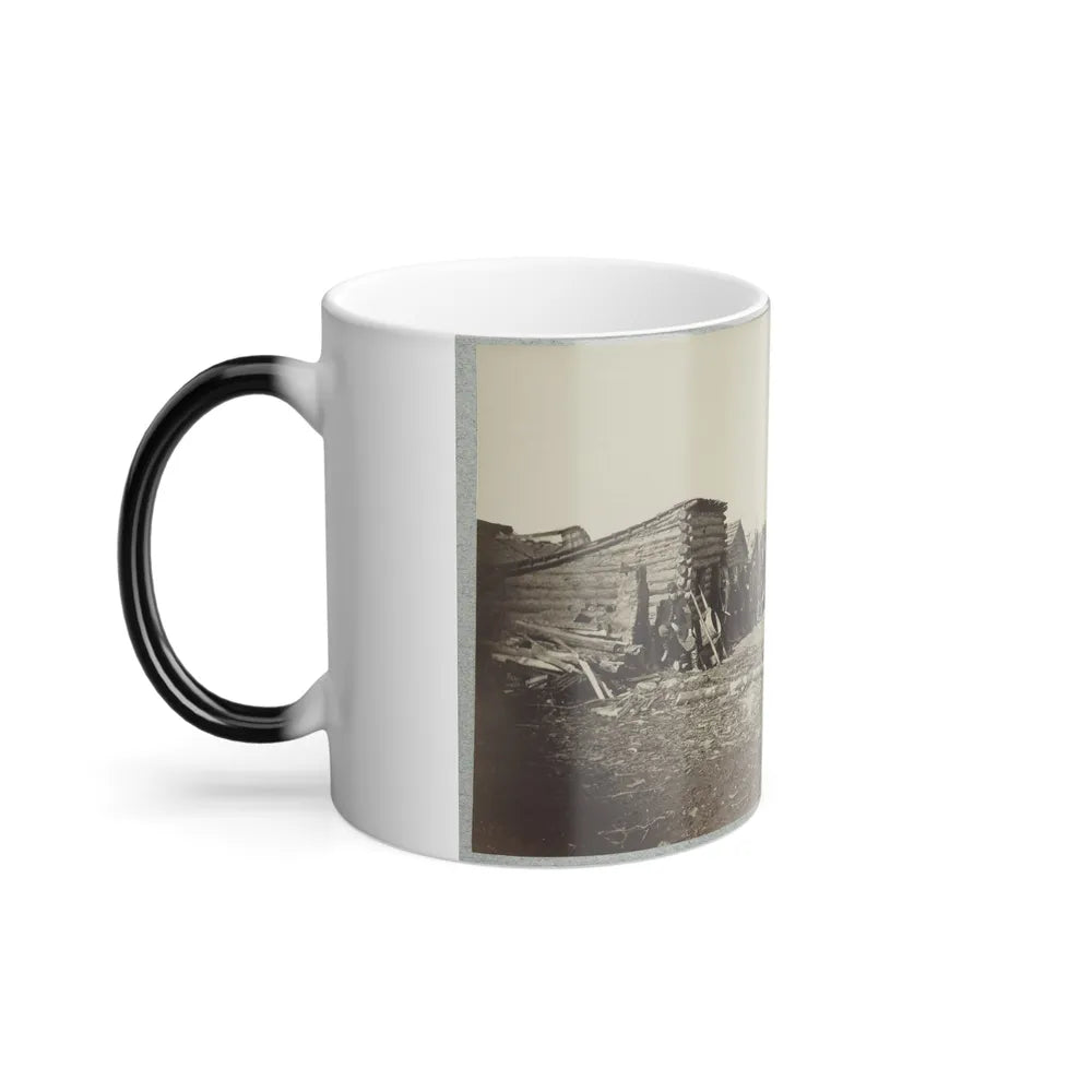 Union Soldiers, in Camp, Posed in Front of Log Buildings 001 (U.S. Civil War) Color Changing Coffee Mug 11oz-Go Mug Yourself