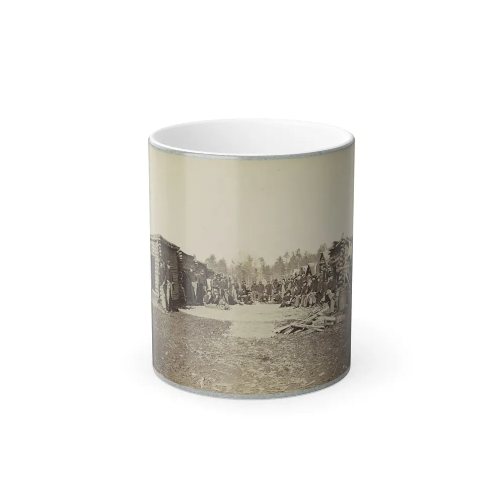 Union Soldiers, in Camp, Posed in Front of Log Buildings (U.S. Civil War) Color Changing Coffee Mug 11oz-11oz-Go Mug Yourself