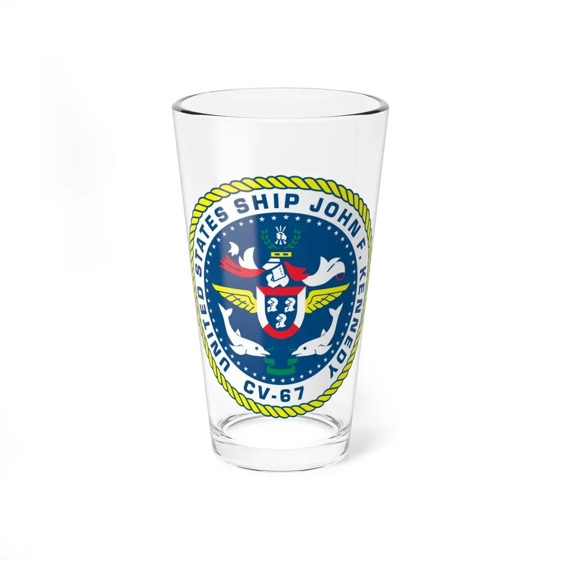 United States Ship John F Kennedy CV 67 (U.S. Navy) Pint Glass 16oz 16oz - Go Mug Yourself
