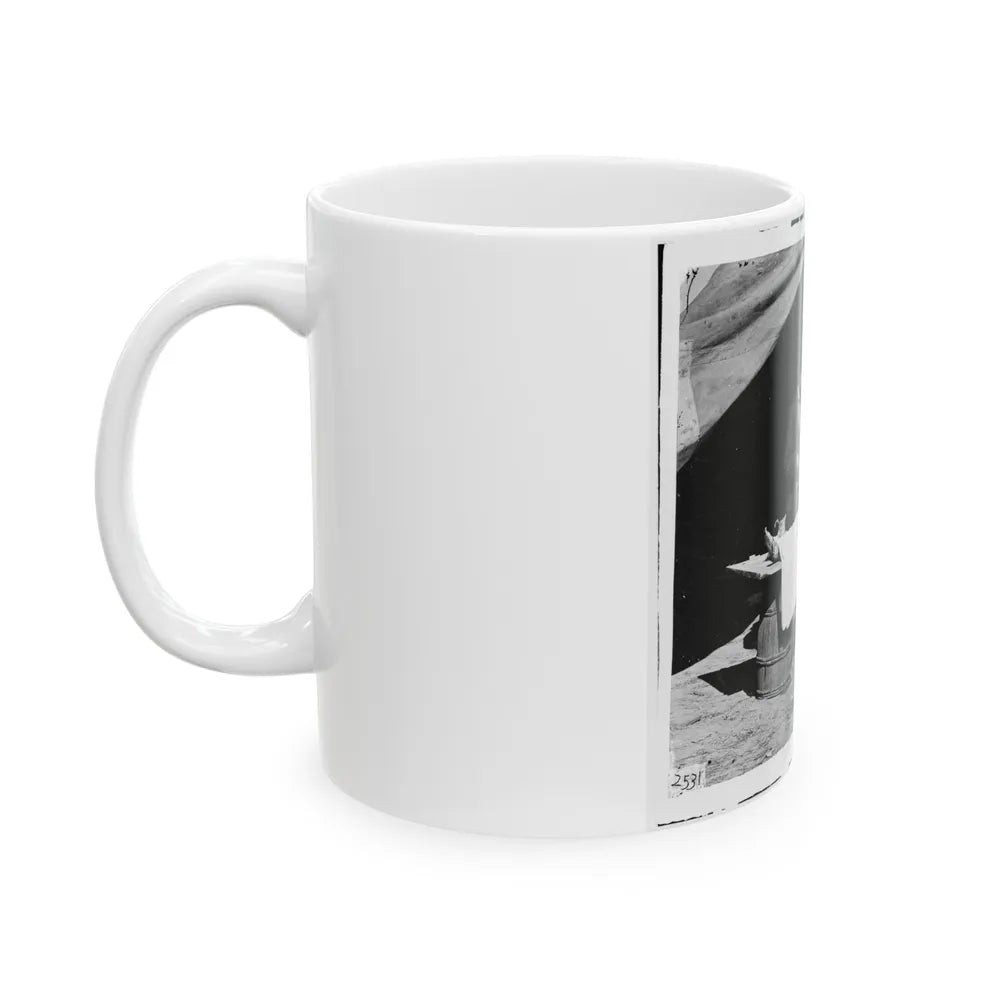 Unknown Location. Embalming Surgeon At Work On Soldier's Body (U.S. Civil War) White Coffee Mug-Go Mug Yourself