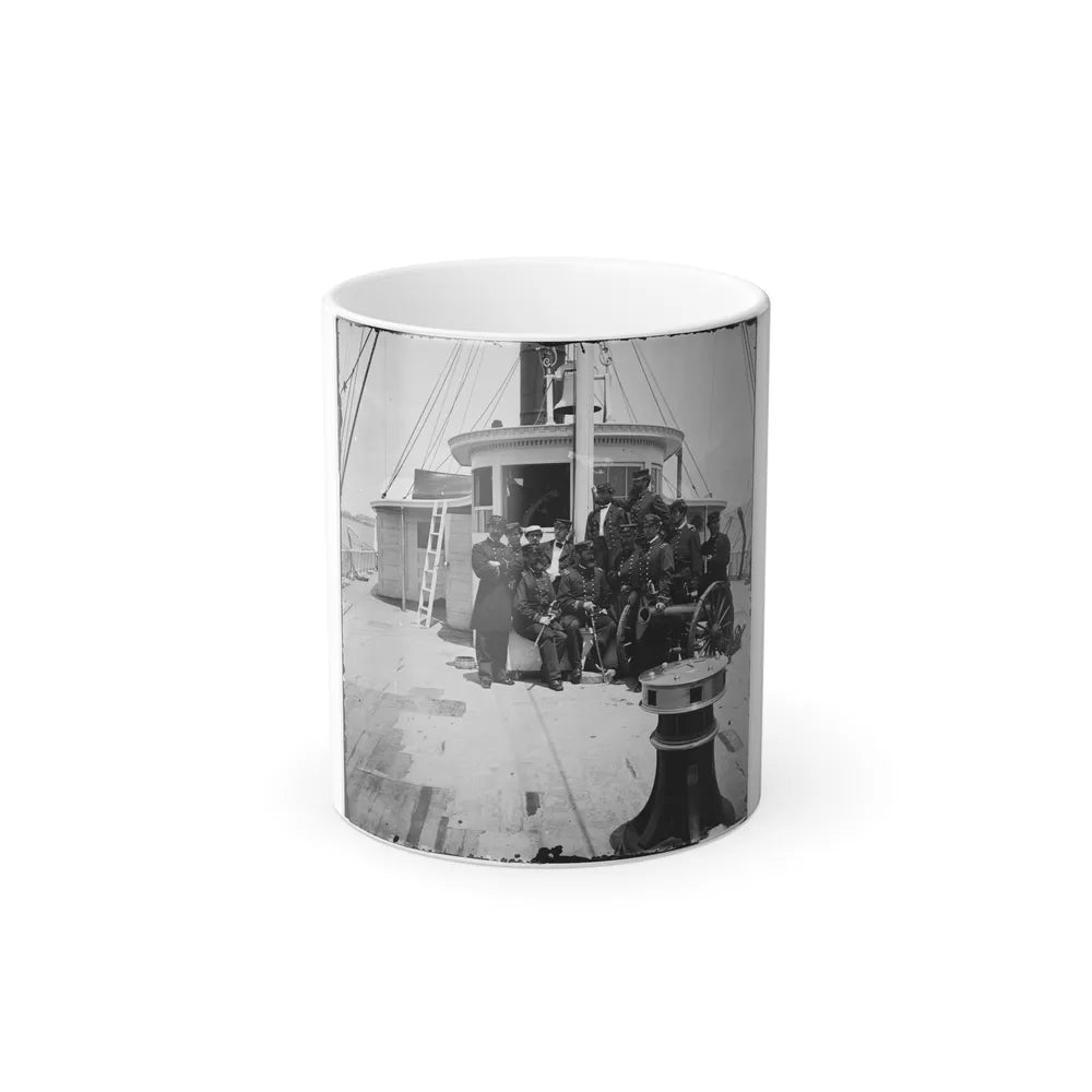 Unknown Location. Officers of the U.S.S. Philadelphia Before Pilot-House (U.S. Civil War) Color Changing Coffee Mug 11oz-11oz-Go Mug Yourself