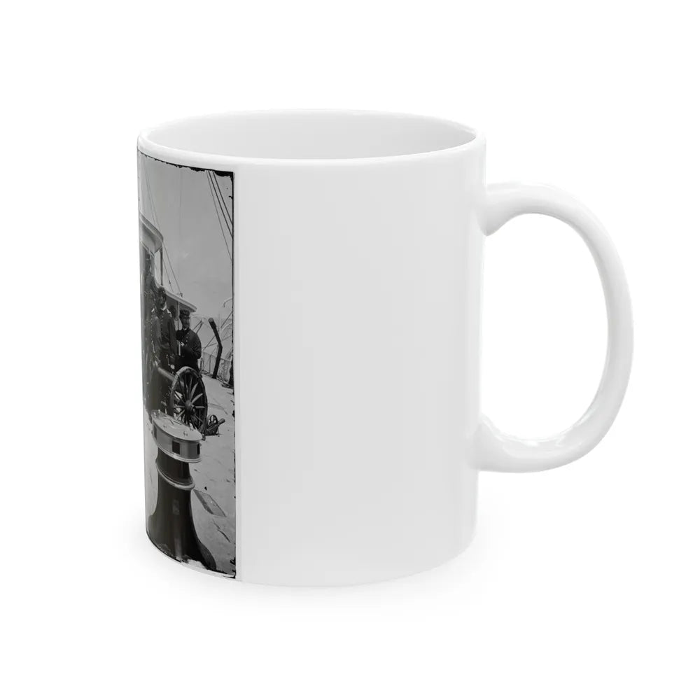 Unknown Location. Officers Of The U.S.S. Philadelphia Before Pilot-House (U.S. Civil War) White Coffee Mug-Go Mug Yourself