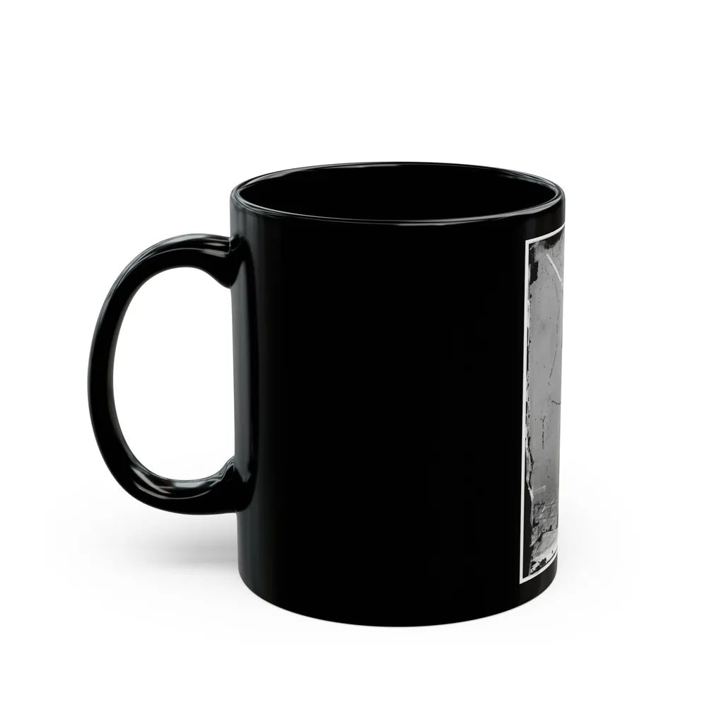 Unknown Location. Unidentified Union Volunteer With Shouldered Rifle And Bayonet In Photographer's Studio (U.S. Civil War) Black Coffee Mug-Go Mug Yourself