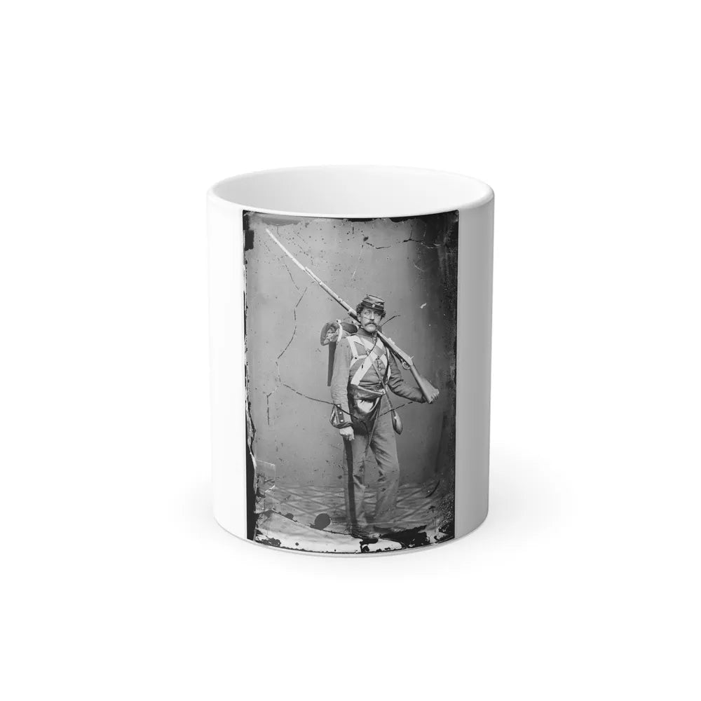 Unknown Location. Unidentified Union Volunteer With Shouldered Rifle and Bayonet in Photographer's Studio (U.S. Civil War) Color Changing Coffee Mug 11oz-11oz-Go Mug Yourself