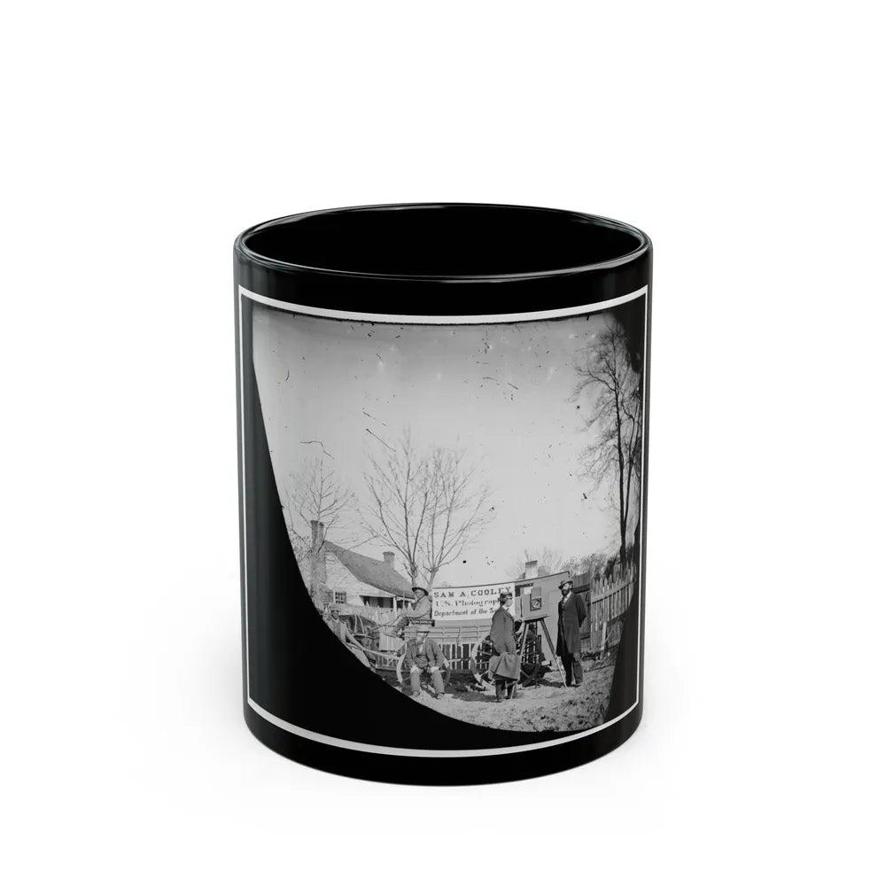 Unknown Location. Wagons And Camera Of Sam A. Cooley, U.S. Photographer, Department Of The South (U.S. Civil War) Black Coffee Mug-11oz-Go Mug Yourself