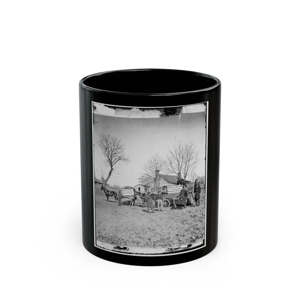 Unknown Location. Wagons And Camera Of Sam A. Cooley, U.S. Photographer, Department Of The South(2) (U.S. Civil War) Black Coffee Mug-11oz-Go Mug Yourself