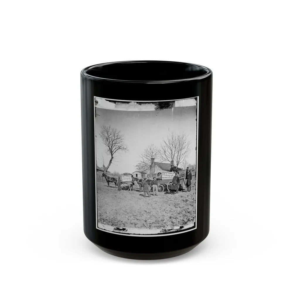 Unknown Location. Wagons And Camera Of Sam A. Cooley, U.S. Photographer, Department Of The South(2) (U.S. Civil War) Black Coffee Mug-15oz-Go Mug Yourself