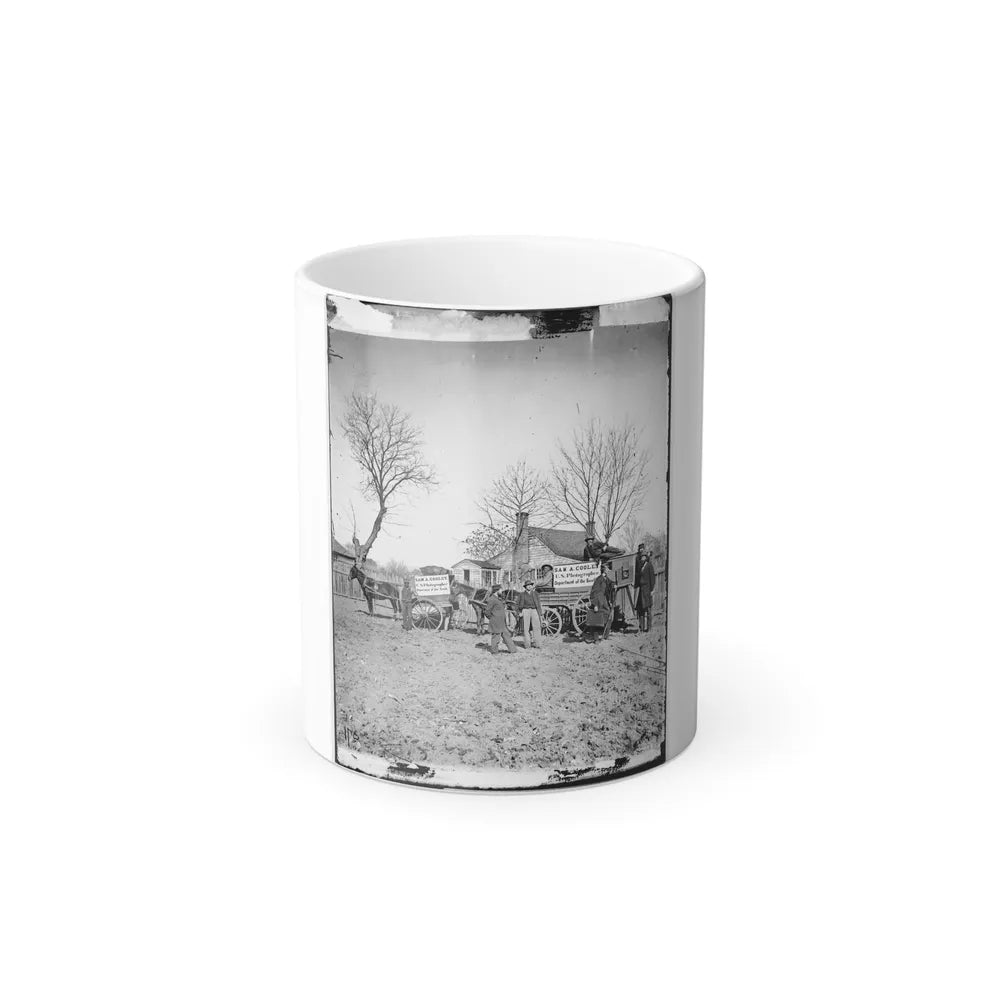 Unknown Location. Wagons and Camera of Sam A. Cooley, U.S. Photographer, Department of the South(2) (U.S. Civil War) Color Changing Coffee Mug 11oz-11oz-Go Mug Yourself