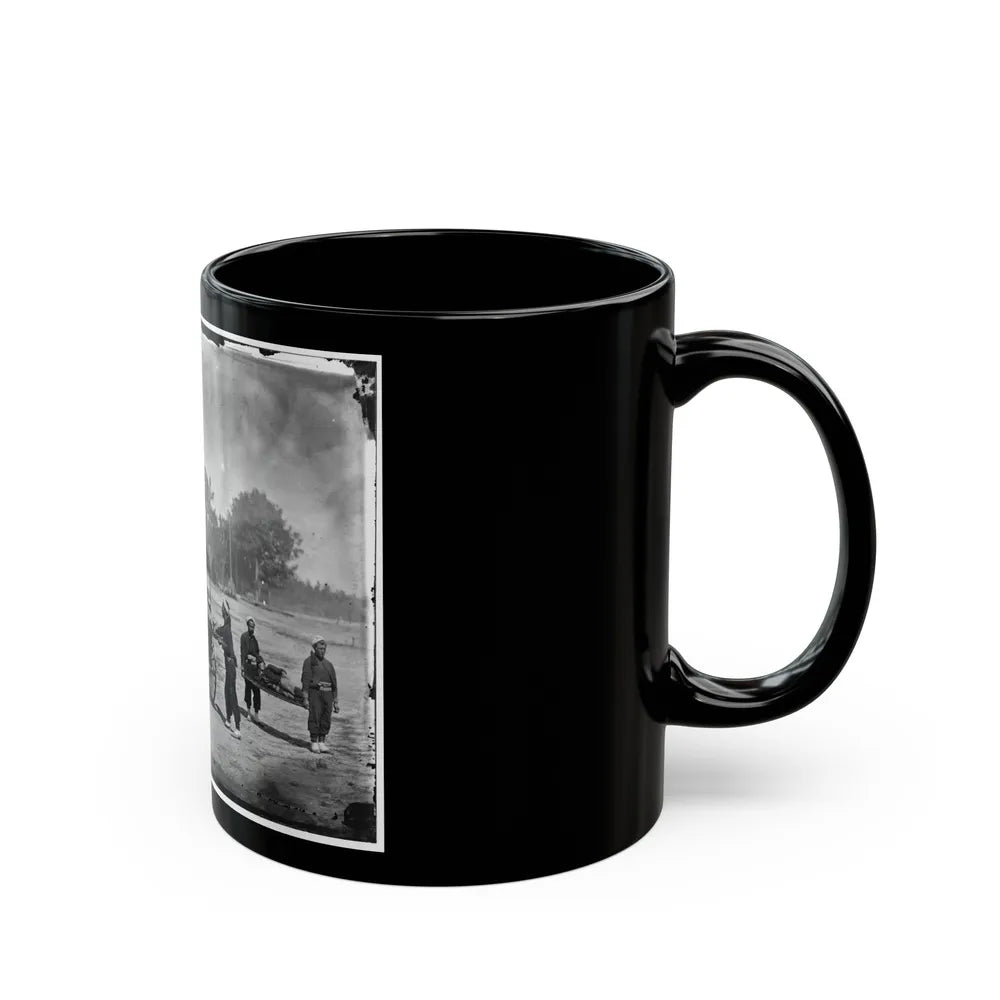Unknown Location. Zouave Ambulance Crew Demonstrating Removal Of Wounded Soldiers From The Field; Another View (U.S. Civil War) Black Coffee Mug-Go Mug Yourself