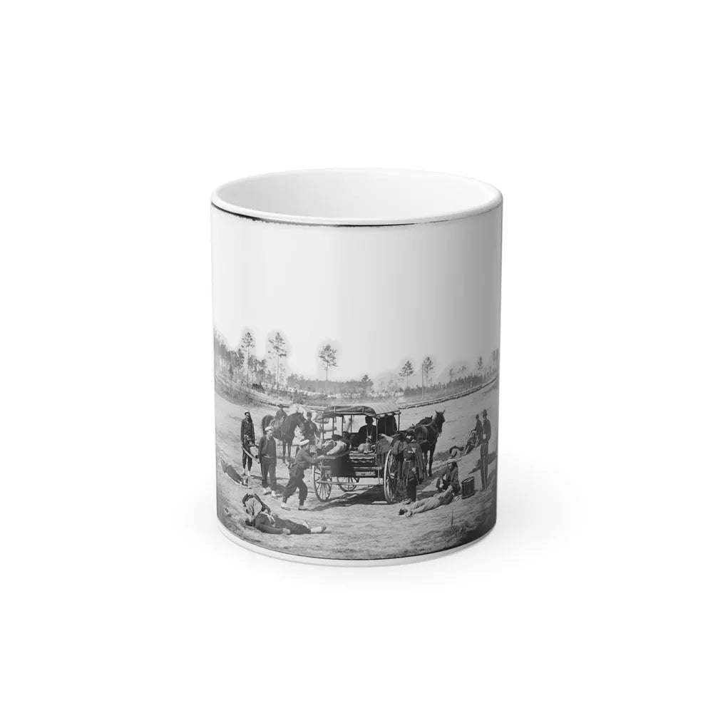 Unknown Location. Zouave Ambulance Crew Demonstrating Removal of Wounded Soldiers From the Field (U.S. Civil War) Color Changing Coffee Mug 11oz-11oz-Go Mug Yourself
