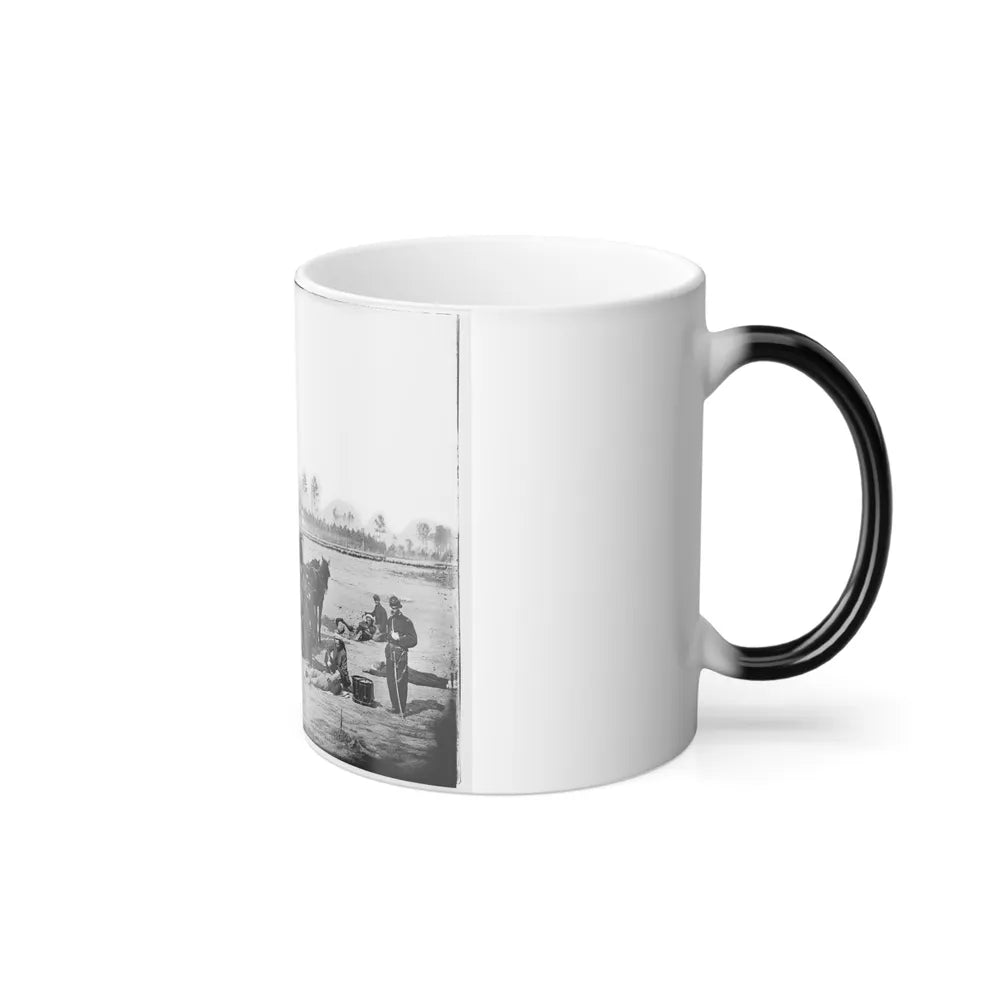 Unknown Location. Zouave Ambulance Crew Demonstrating Removal of Wounded Soldiers From the Field (U.S. Civil War) Color Changing Coffee Mug 11oz-Go Mug Yourself