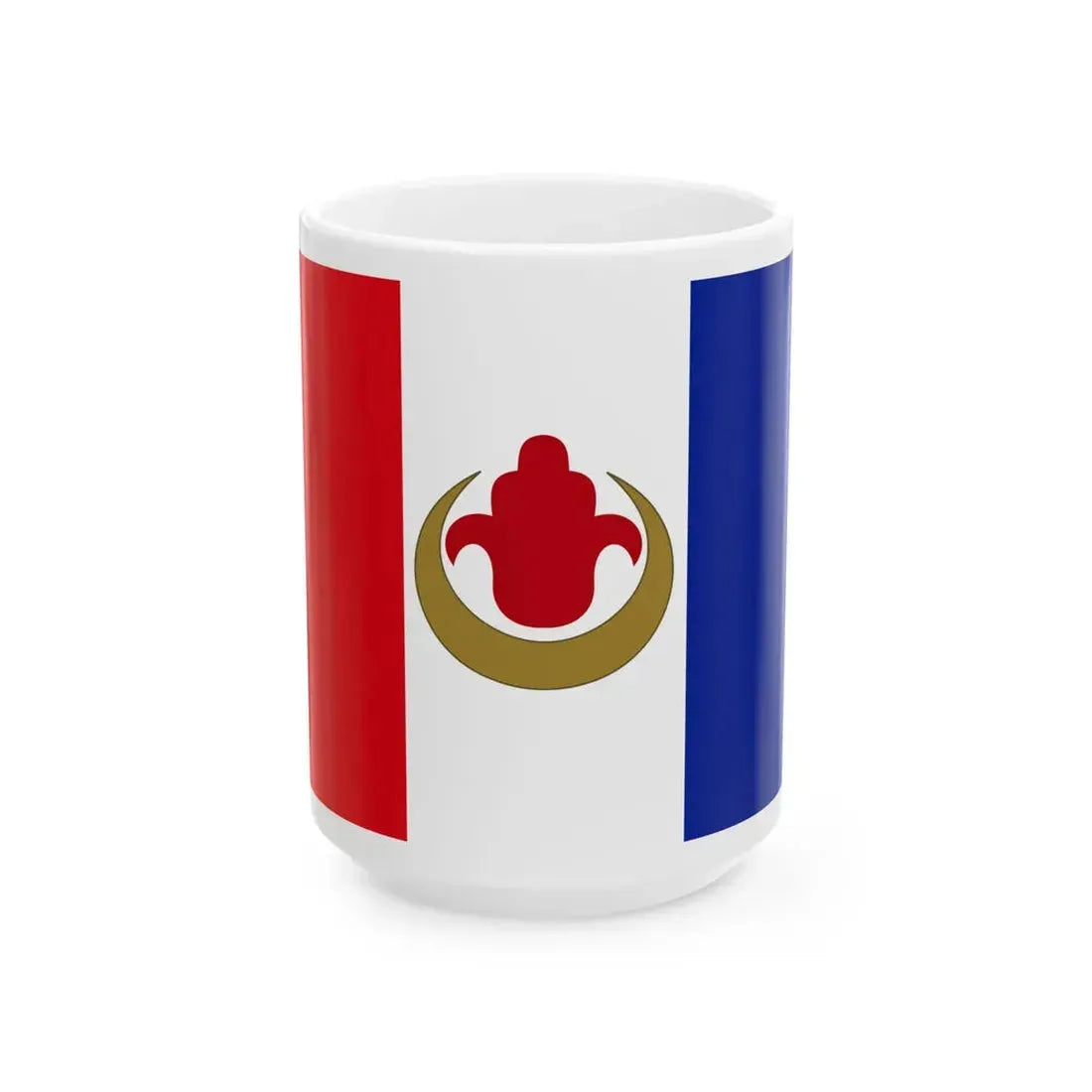 Unofficial Harki flag with Fatimas hand reverse (France) White Coffee Mug 15oz - Go Mug Yourself