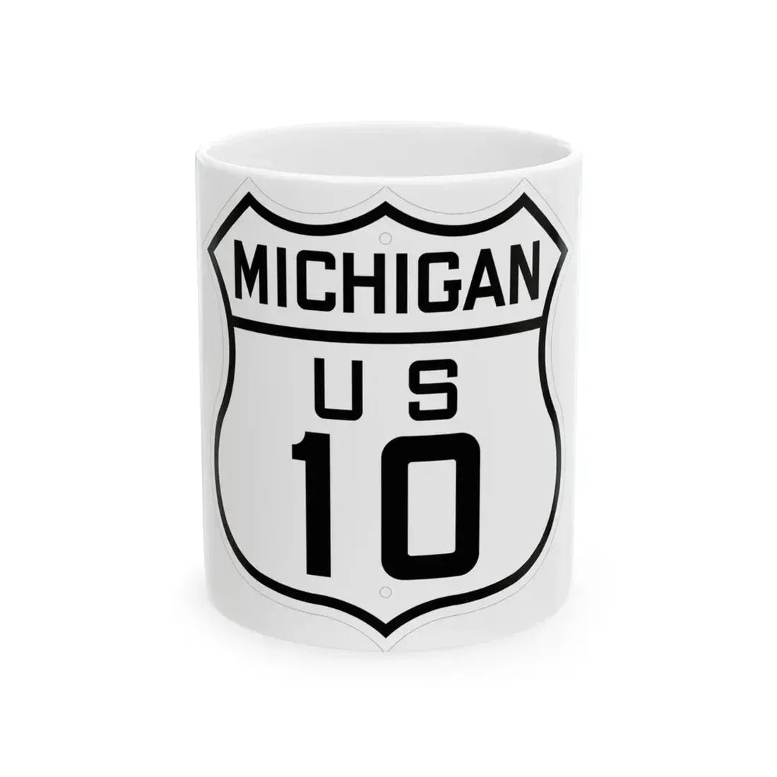 US 10 Michigan 1926 (Michigan) (Road Sign) White Coffee Mug 11oz - Go Mug Yourself
