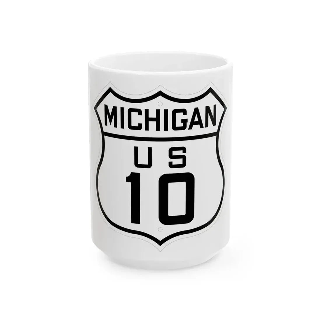 US 10 Michigan 1926 (Michigan) (Road Sign) White Coffee Mug 15oz - Go Mug Yourself