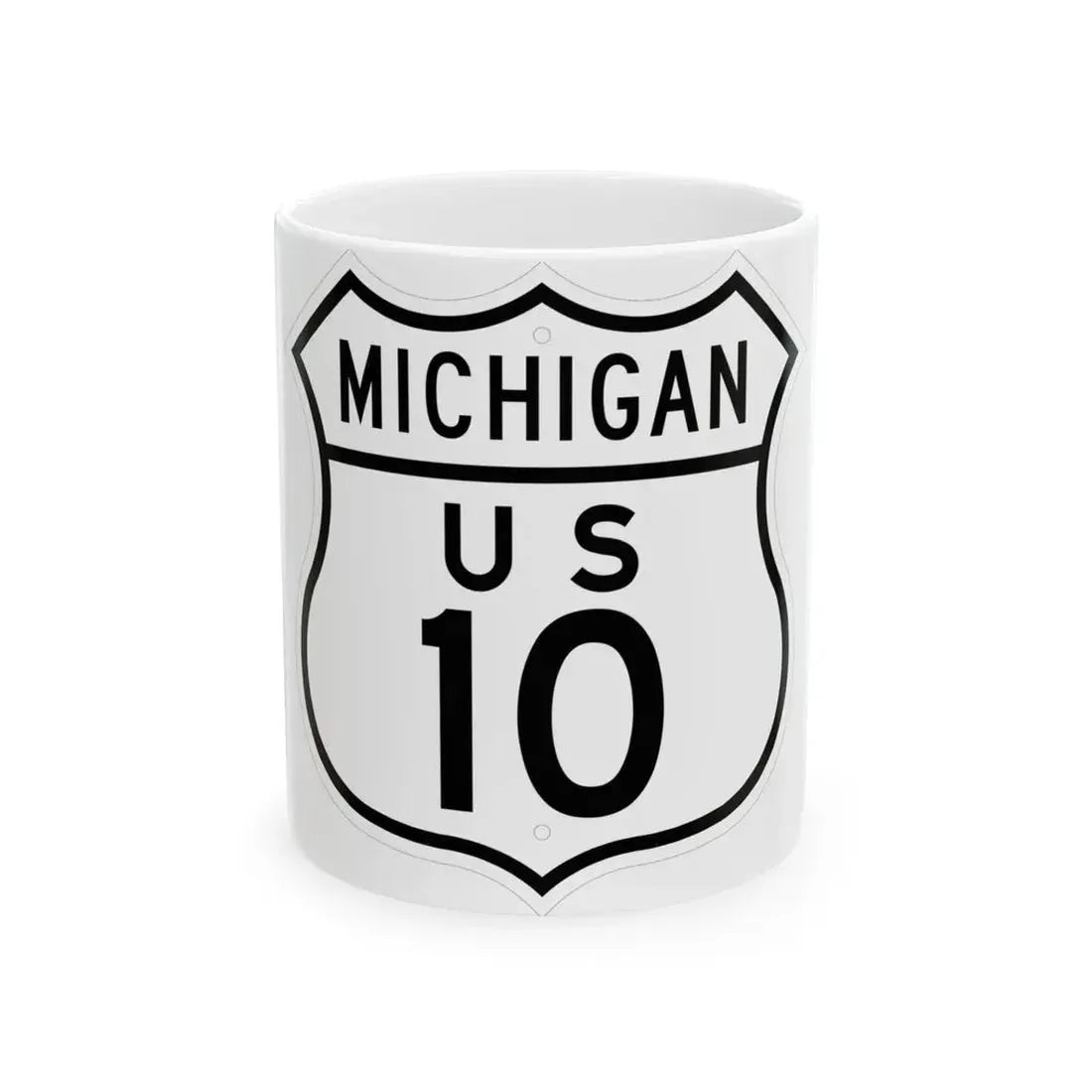 US 10 Michigan 1948 (Michigan) (Road Sign) White Coffee Mug 11oz - Go Mug Yourself