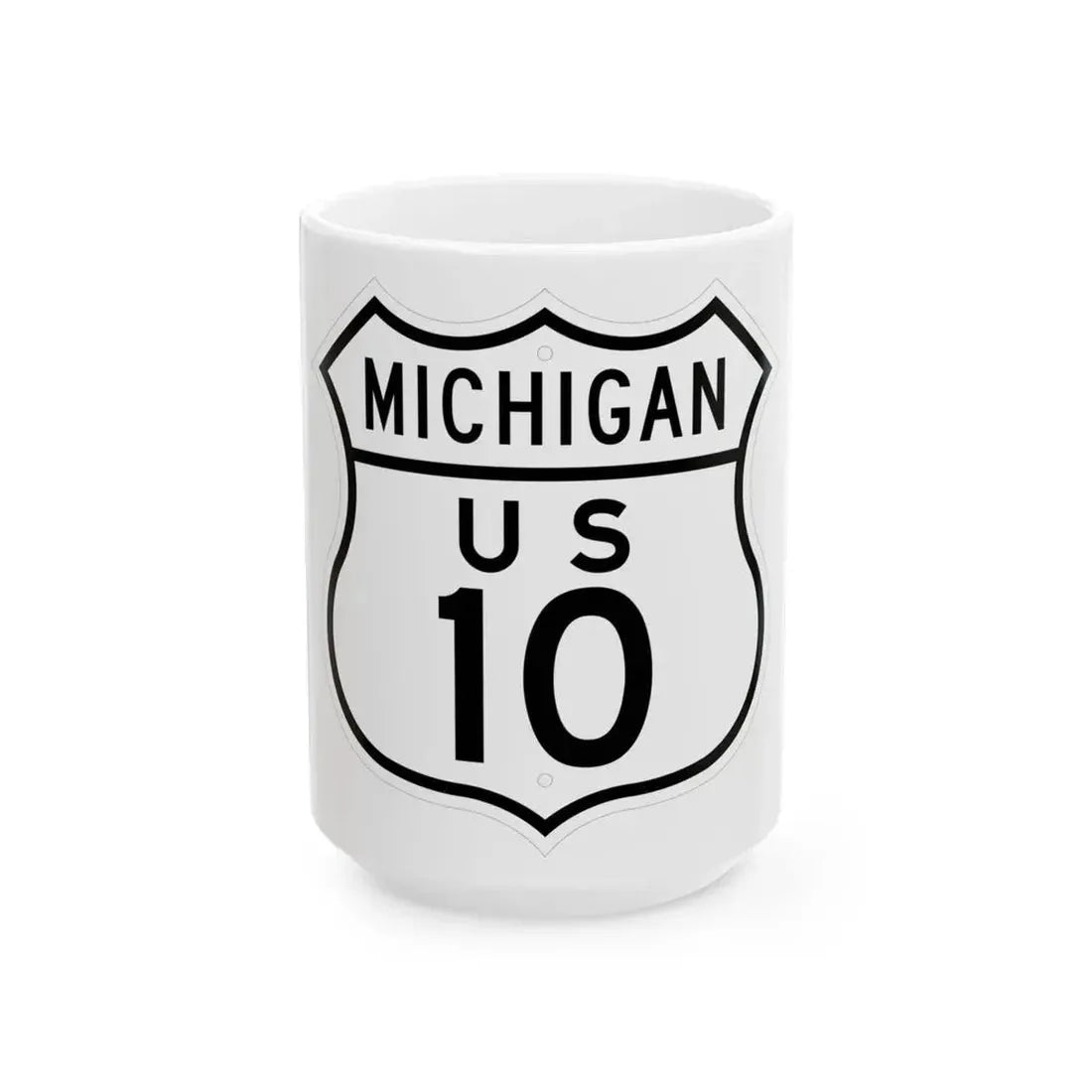 US 10 Michigan 1948 (Michigan) (Road Sign) White Coffee Mug 15oz - Go Mug Yourself