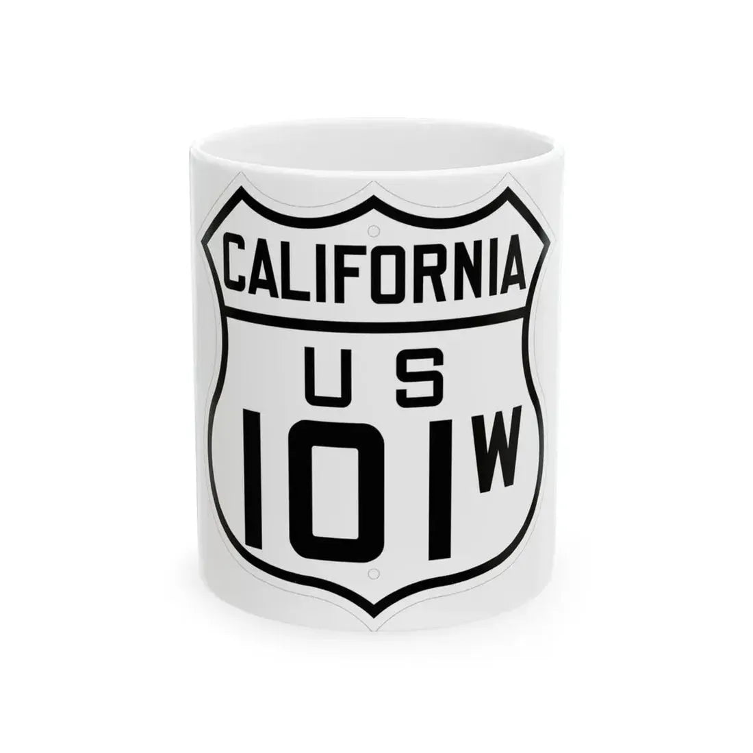 US 101W California 1926 (California) (Road Sign) White Coffee Mug 11oz - Go Mug Yourself