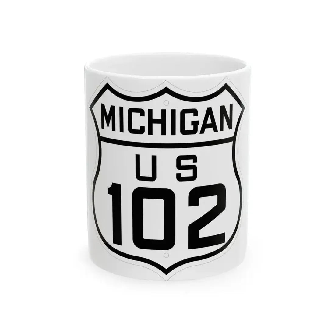 US 102 Michigan 1926 (Michigan) (Road Sign) White Coffee Mug 11oz - Go Mug Yourself