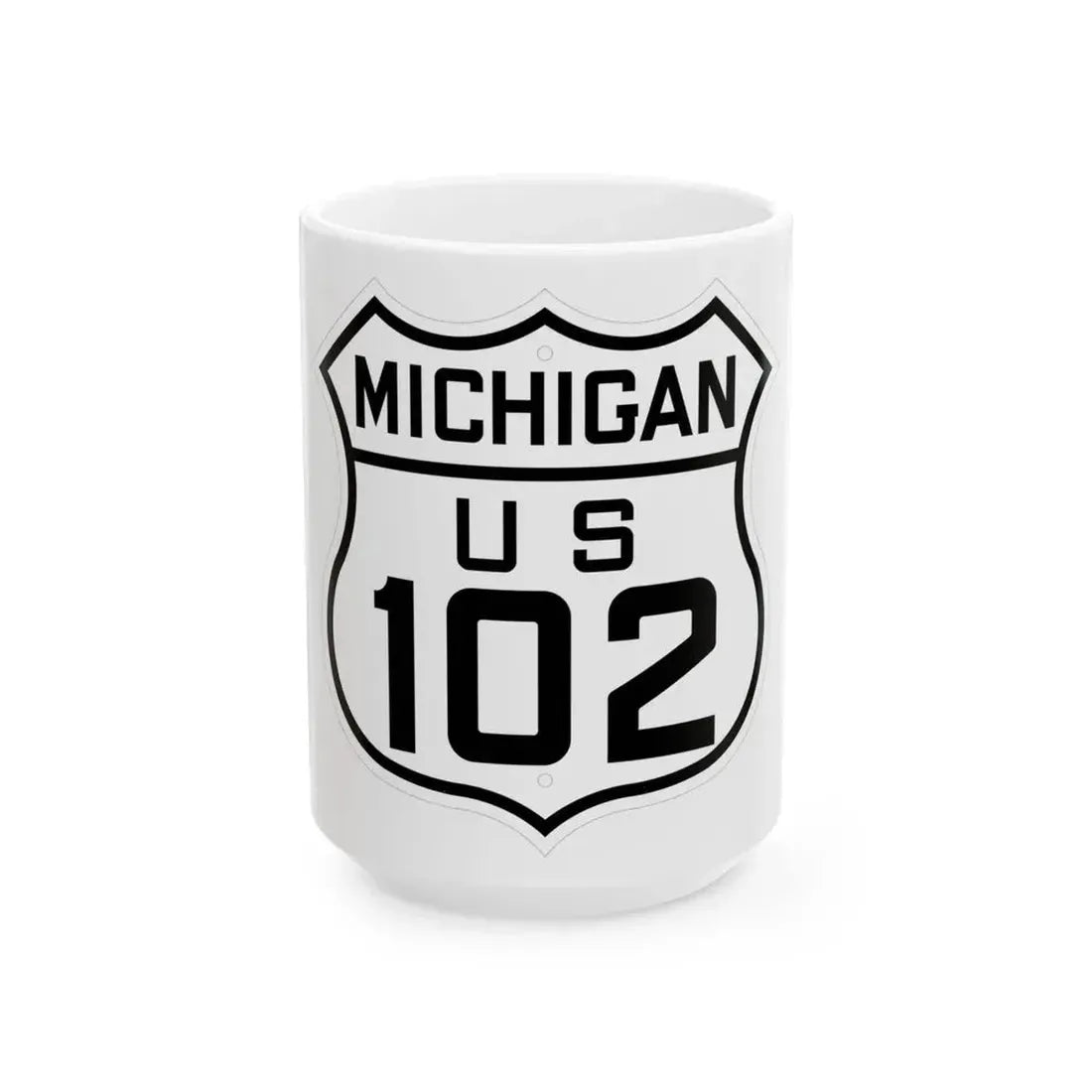 US 102 Michigan 1926 (Michigan) (Road Sign) White Coffee Mug 15oz - Go Mug Yourself