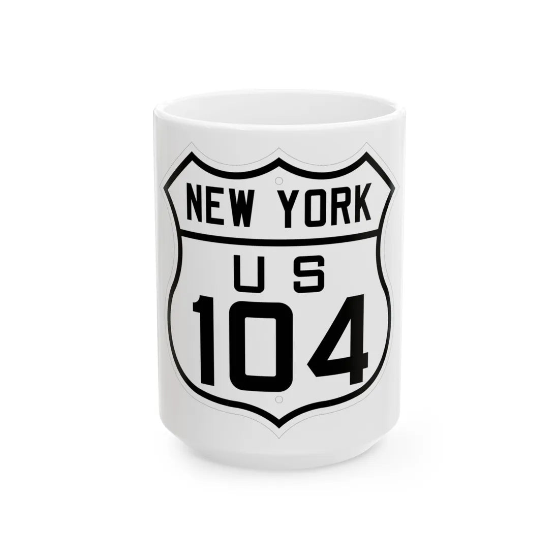 US 104 New York 1926 (New York) (Road Sign) White Coffee Mug 15oz - Go Mug Yourself