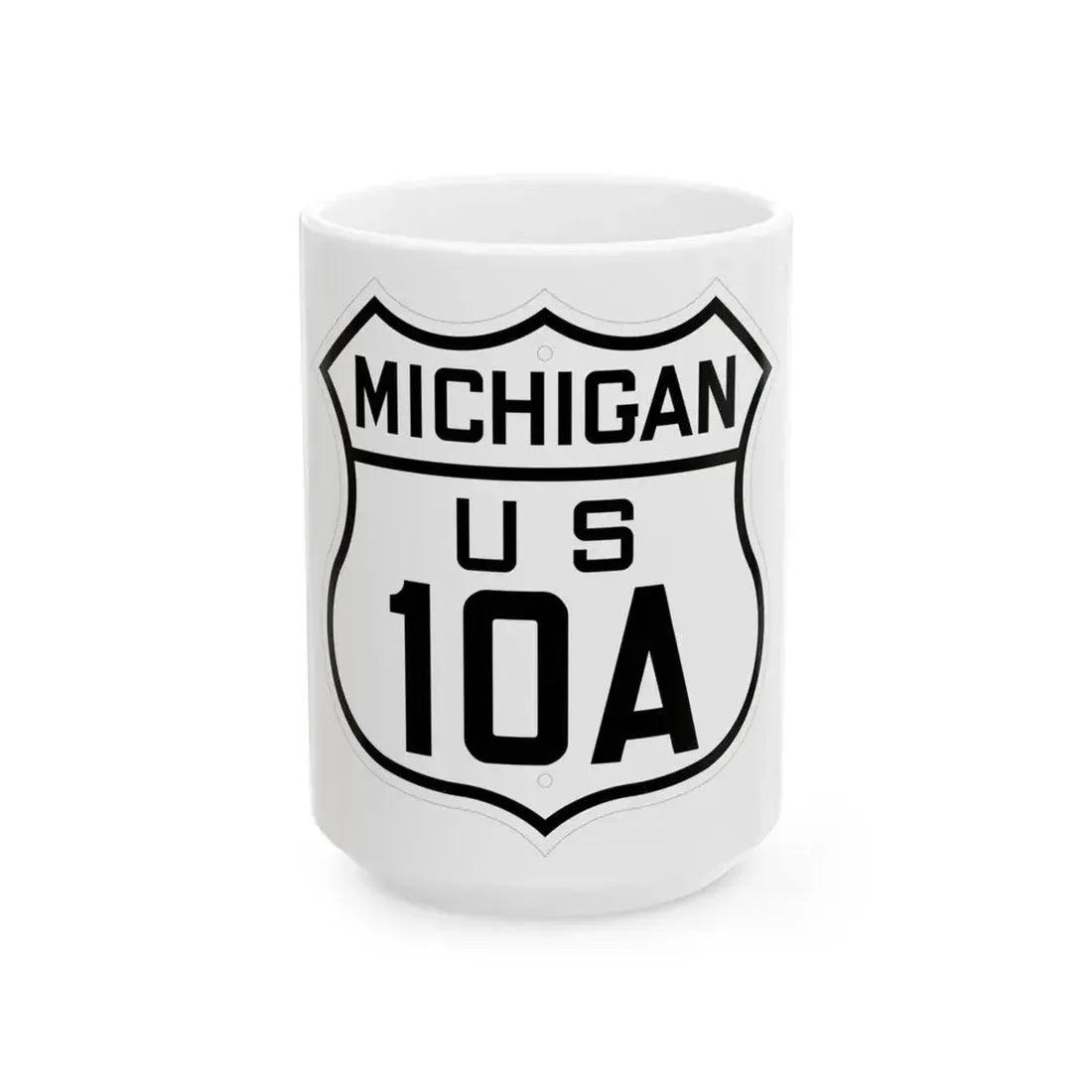 US 10A Michigan 1926 (Michigan) (Road Sign) White Coffee Mug 15oz - Go Mug Yourself