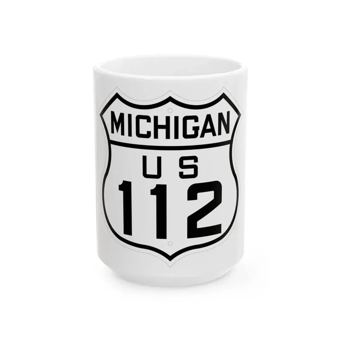 US 112 Michigan 1926 (Michigan) (Road Sign) White Coffee Mug 15oz - Go Mug Yourself
