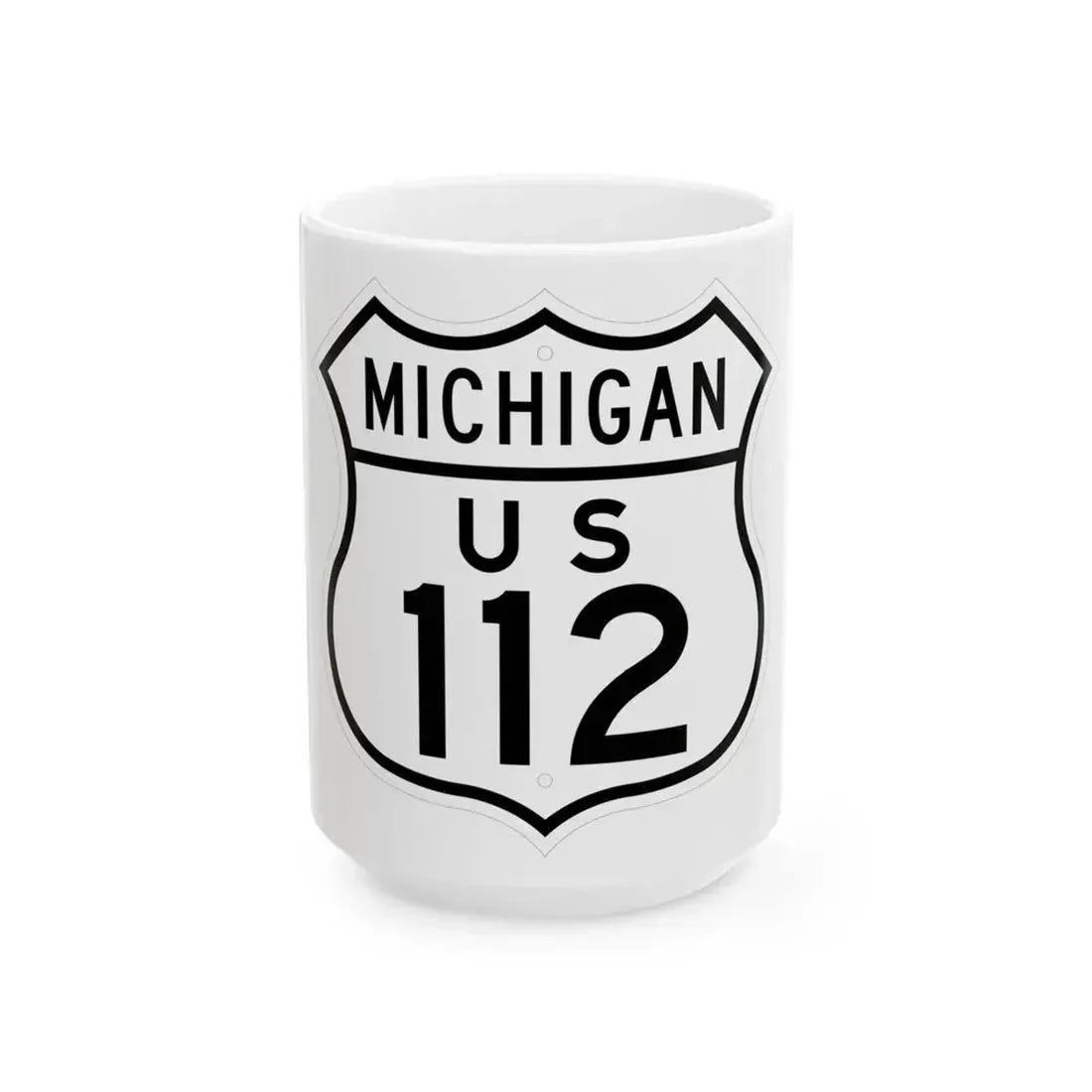 US 112 Michigan 1948 (Michigan) (Road Sign) White Coffee Mug 15oz - Go Mug Yourself