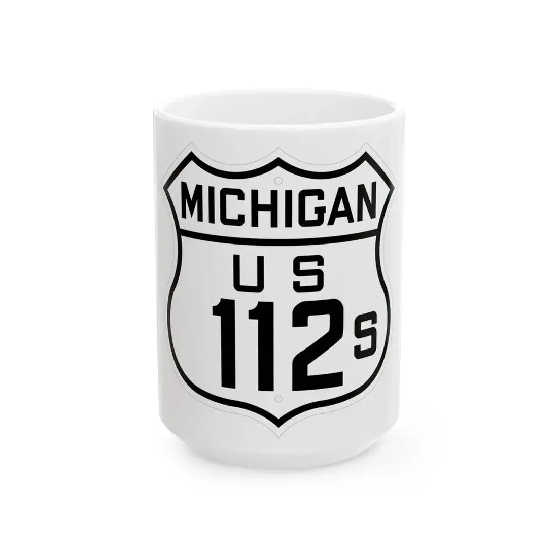 US 112S Michigan 1926 (Michigan) (Road Sign) White Coffee Mug 15oz - Go Mug Yourself