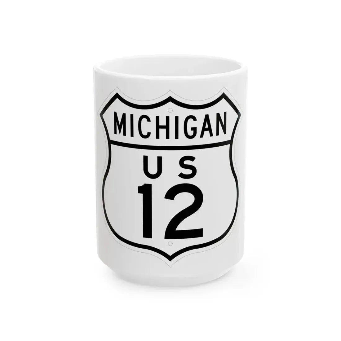 US 12 Michigan 1948 (Michigan) (Road Sign) White Coffee Mug 15oz - Go Mug Yourself