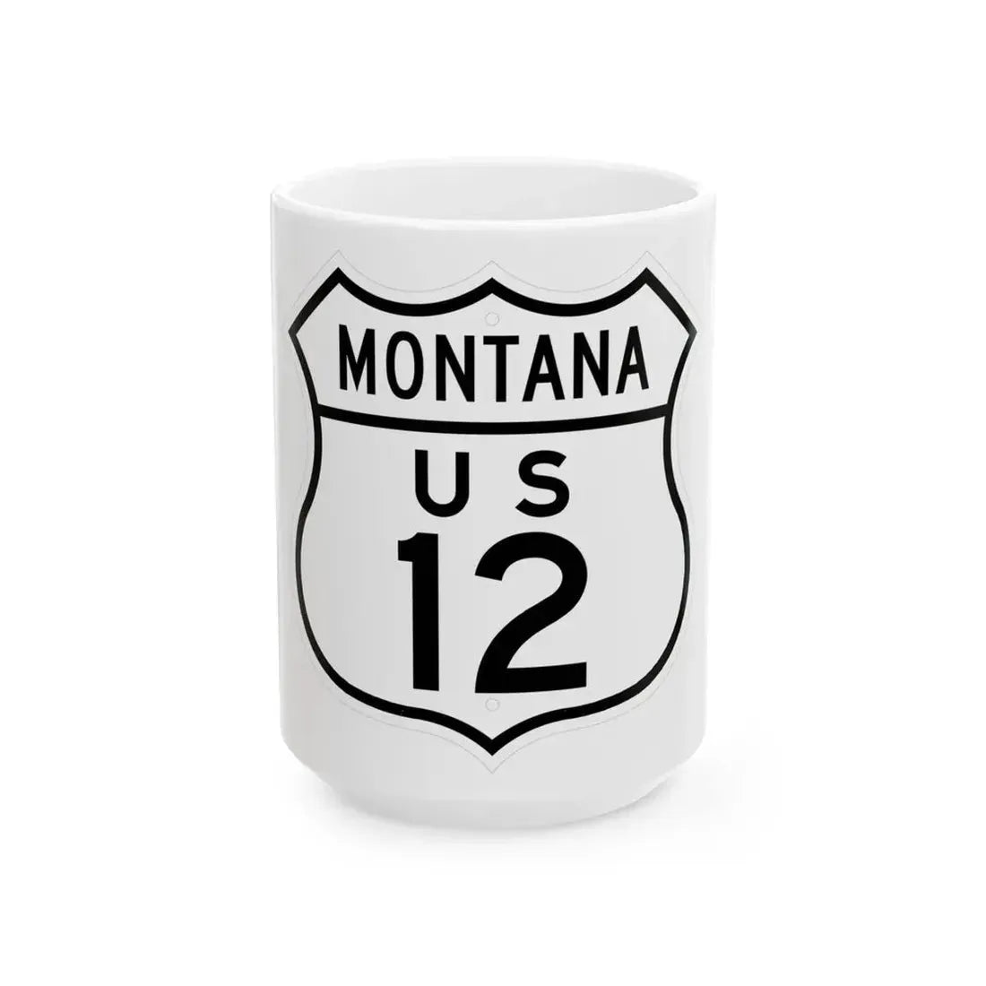 US 12 Montana 1948 (Montana) (Road Sign) White Coffee Mug 15oz - Go Mug Yourself