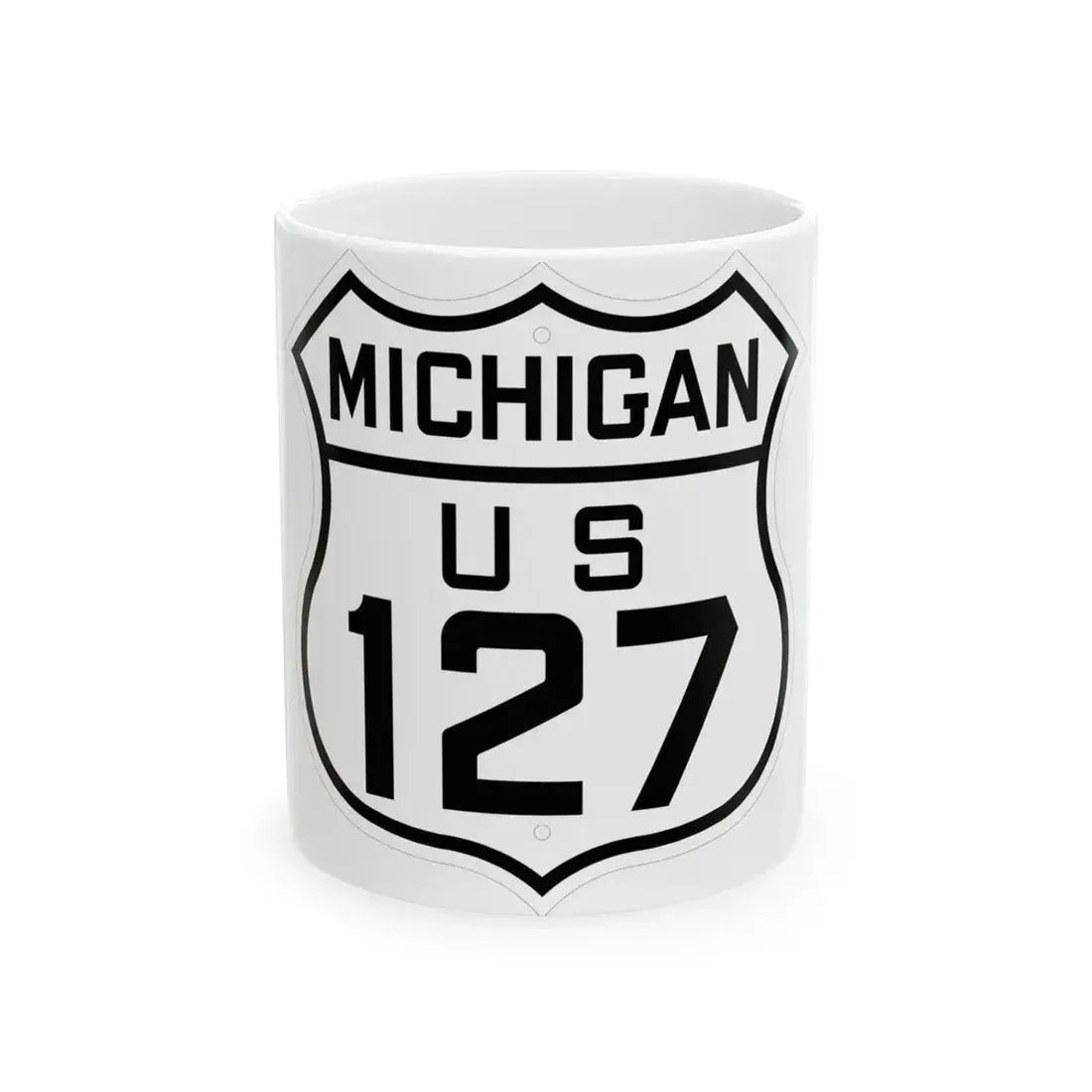 US 127 Michigan 1926 (Michigan) (Road Sign) White Coffee Mug 11oz - Go Mug Yourself