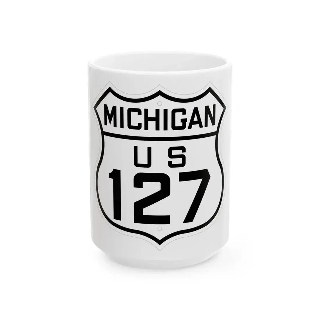US 127 Michigan 1926 (Michigan) (Road Sign) White Coffee Mug 15oz - Go Mug Yourself