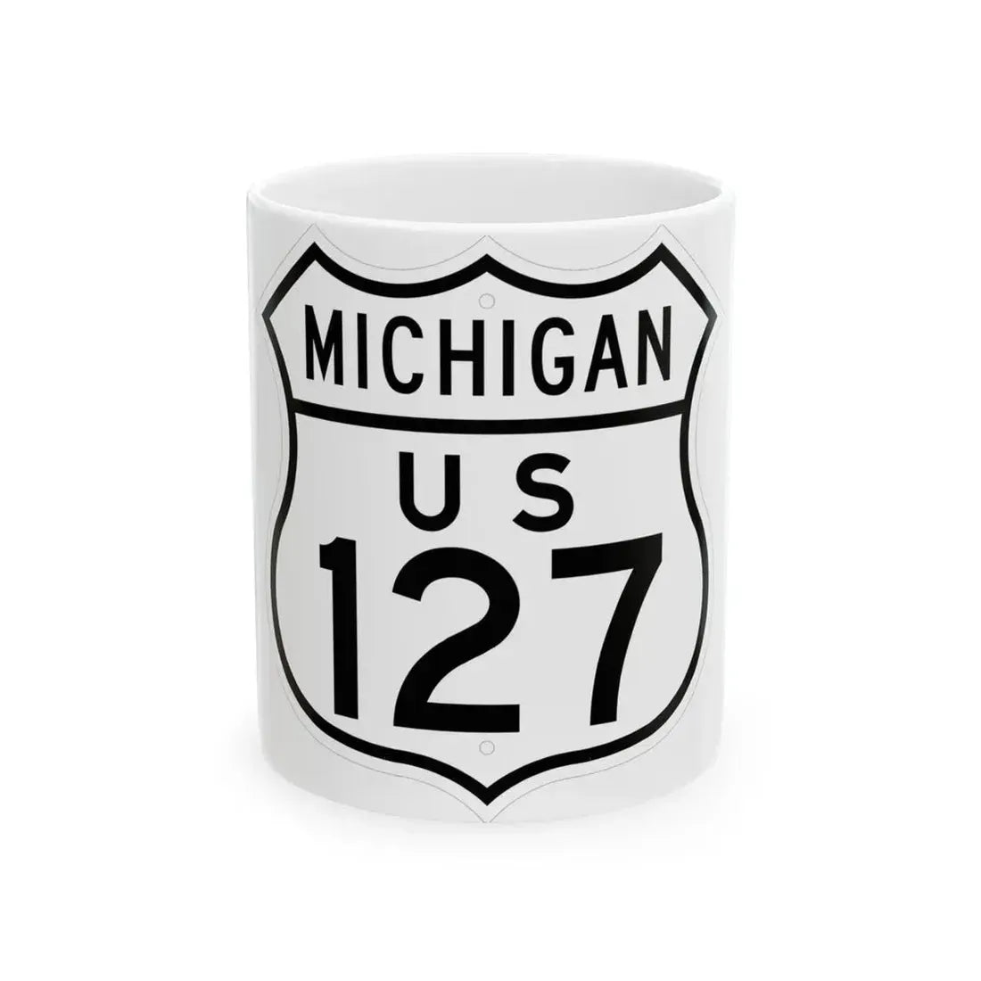 US 127 Michigan 1948 (Michigan) (Road Sign) White Coffee Mug 11oz - Go Mug Yourself