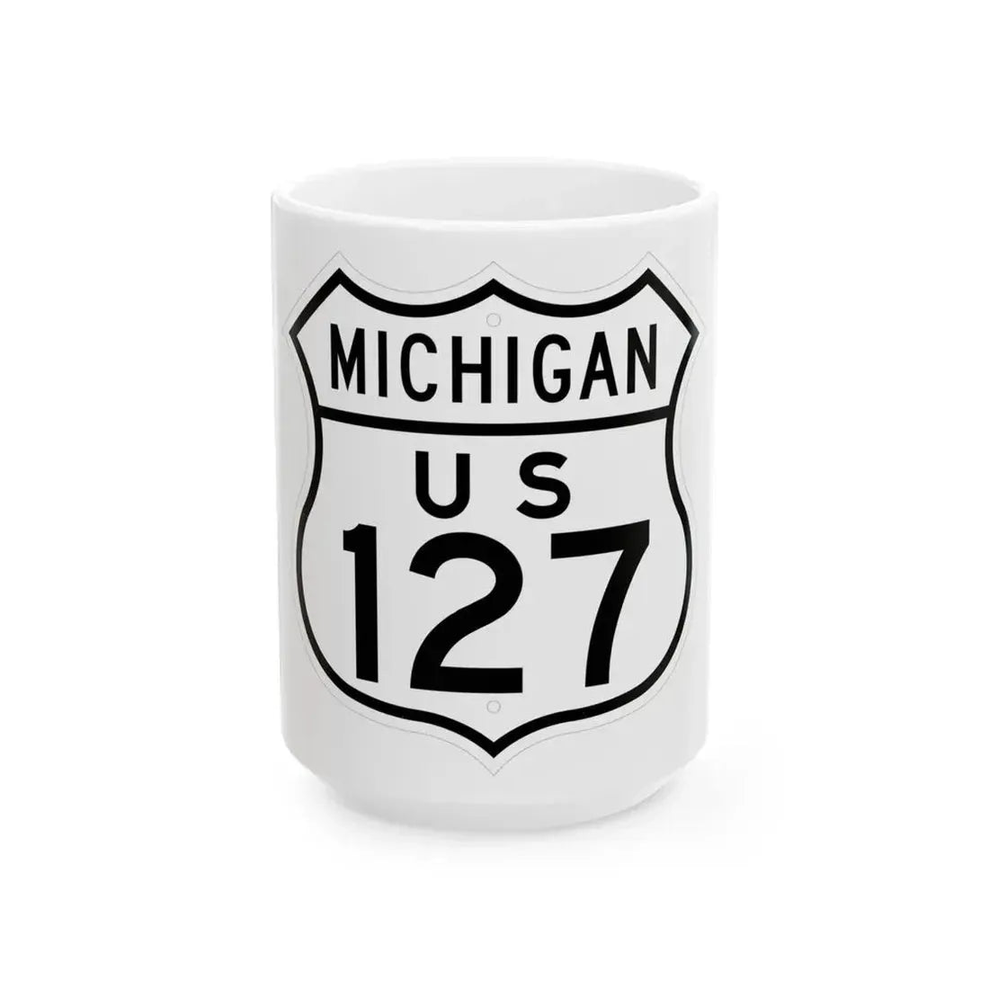 US 127 Michigan 1948 (Michigan) (Road Sign) White Coffee Mug 15oz - Go Mug Yourself