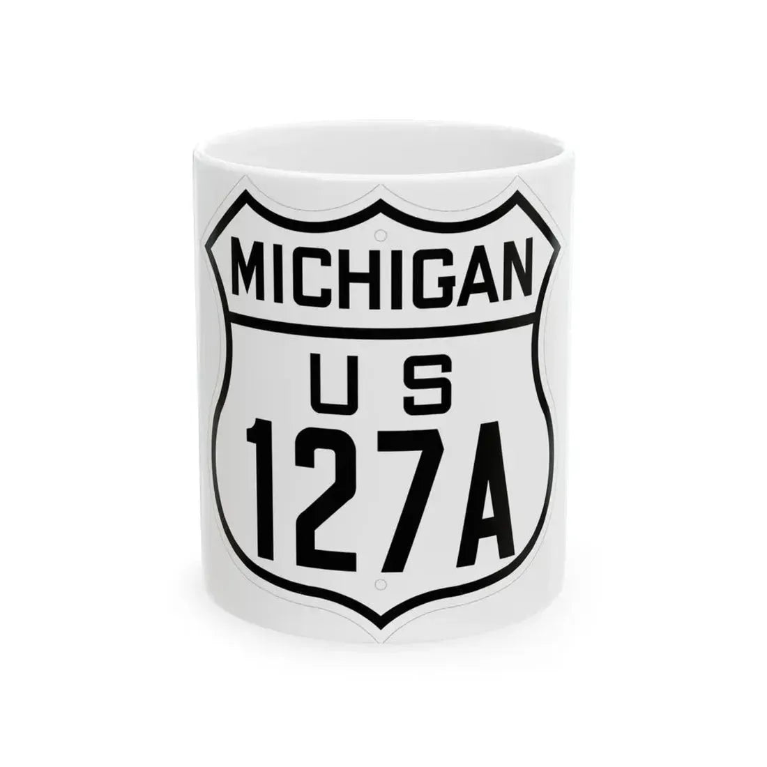 US 127A Michigan 1926 (Michigan) (Road Sign) White Coffee Mug 11oz - Go Mug Yourself