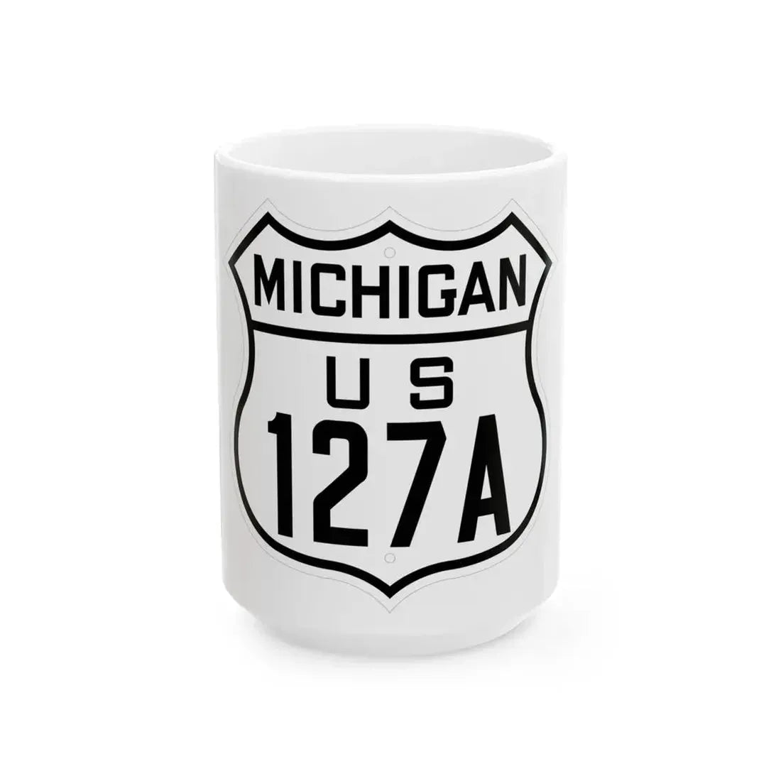 US 127A Michigan 1926 (Michigan) (Road Sign) White Coffee Mug 15oz - Go Mug Yourself