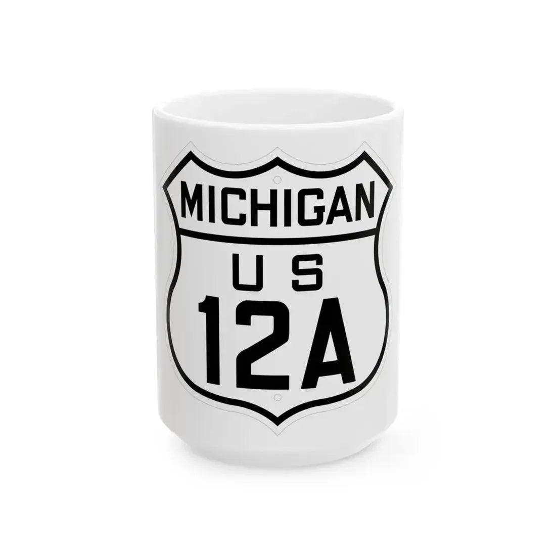 US 12A Michigan 1926 (Michigan) (Road Sign) White Coffee Mug 15oz - Go Mug Yourself