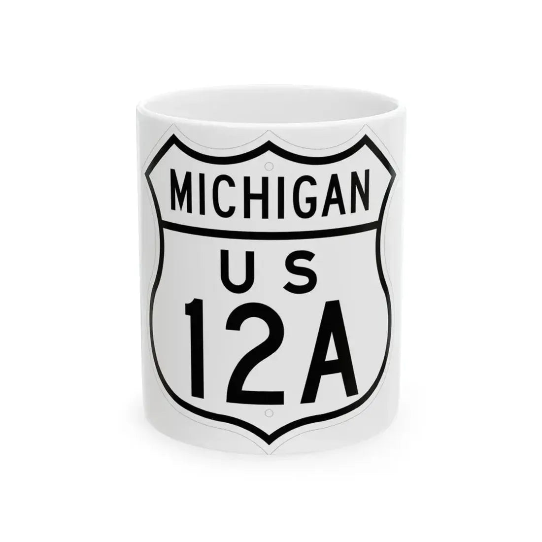 US 12A Michigan 1948 (Michigan) (Road Sign) White Coffee Mug 11oz - Go Mug Yourself
