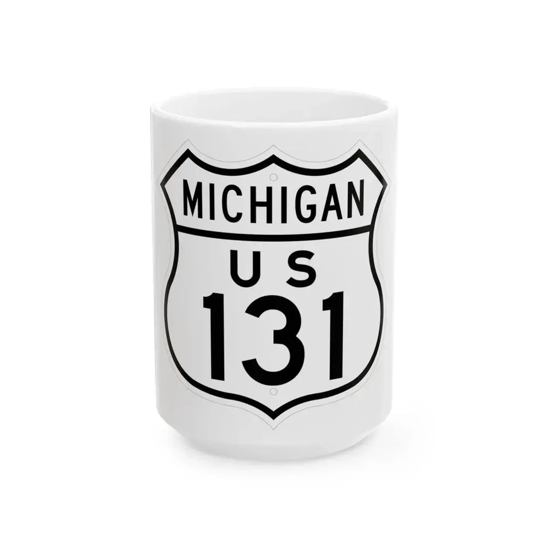 US 131 Michigan 1948 (Michigan) (Road Sign) White Coffee Mug 15oz - Go Mug Yourself